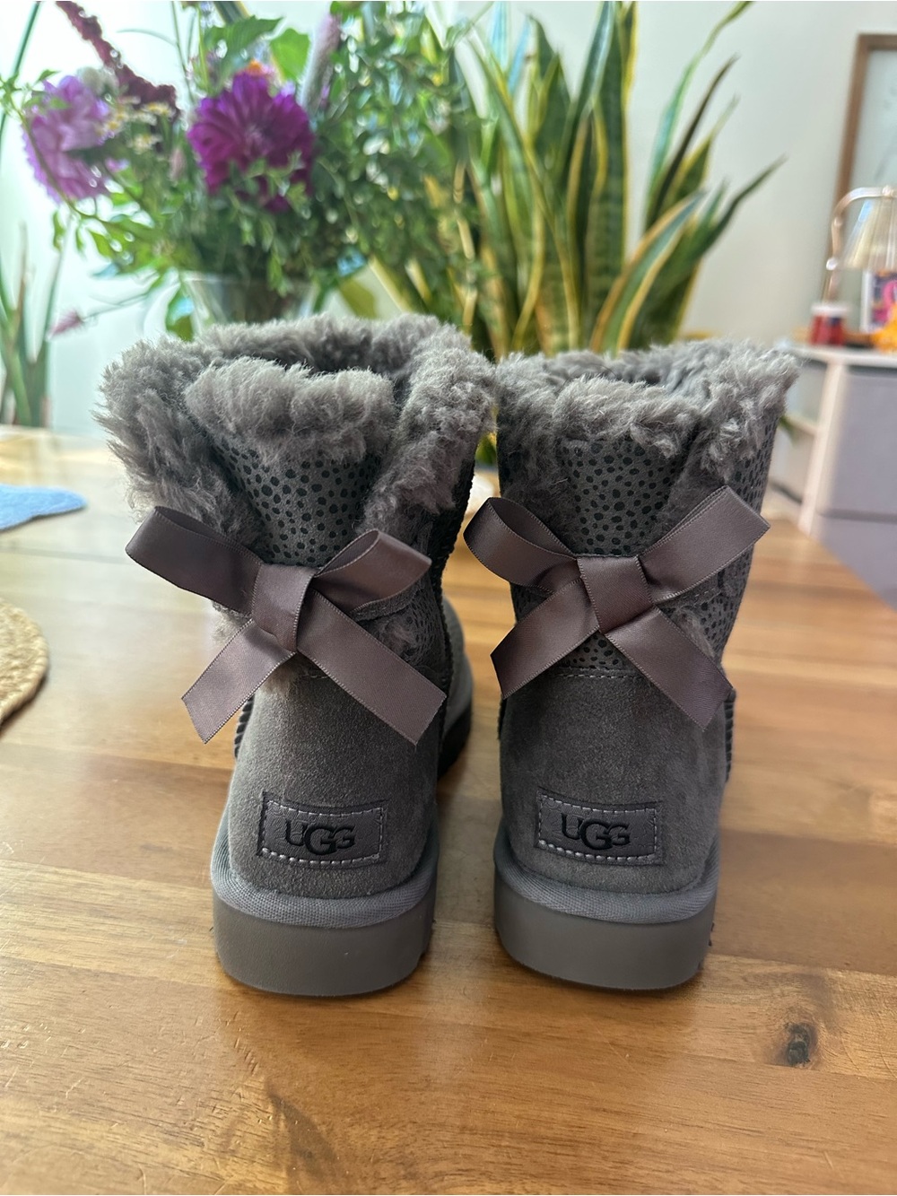 Women’s mini Bailey bow micro cheetah Gray UGG boots